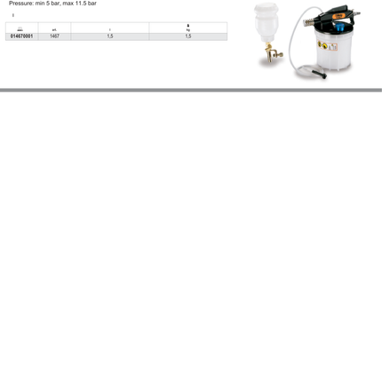 Brake Fluid Extractor 1.5L 5-11.5 Bar - Beta Tools 1467