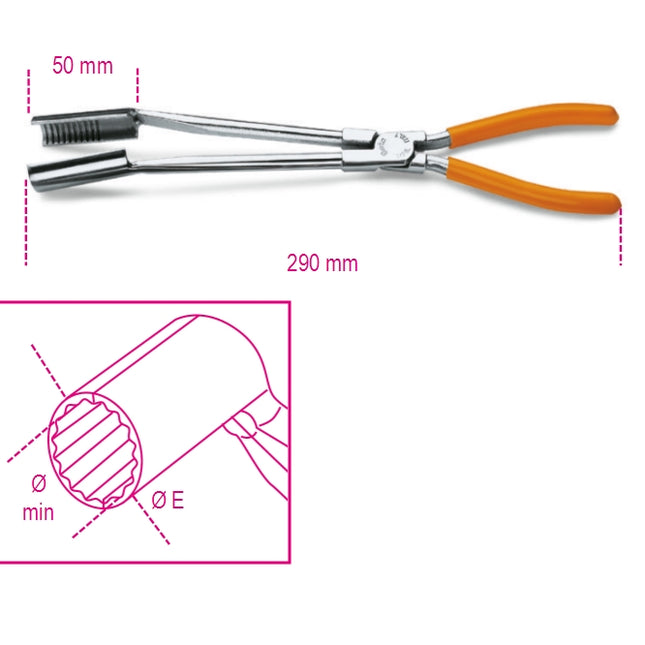 Curved Long Nose Spark-Plug Pliers 15 Min 14mm - Beta Tools 1474L