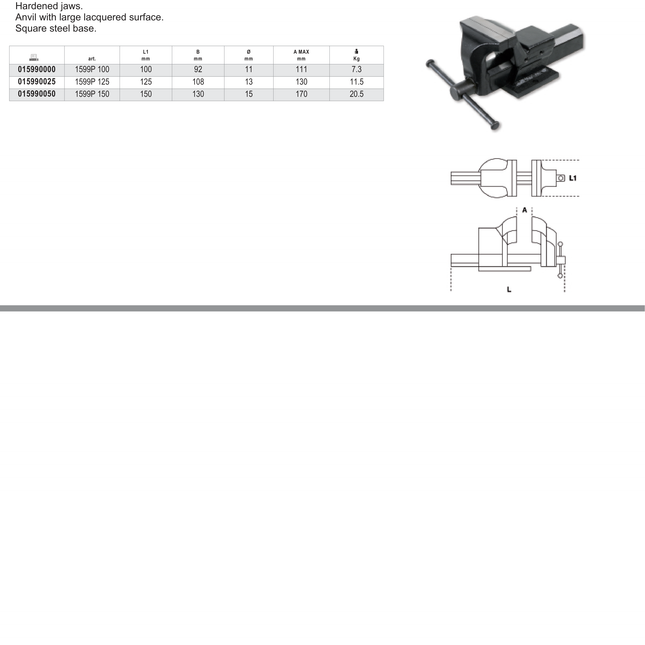 Parallel Bench Vice 125mm Jaws - Beta Tools 1599P 125