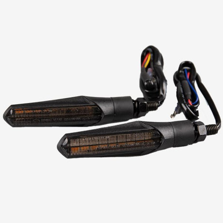 Lextek Motorcycle Matt Black Sequential LED Indicators with Brake Light