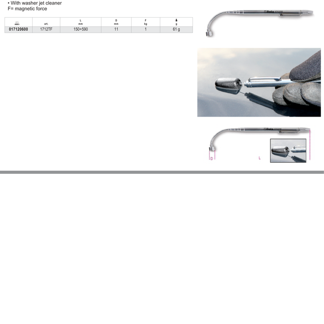 Telescopic Magnet with Flexible Head 150-590mm - Beta Tools 1712TF