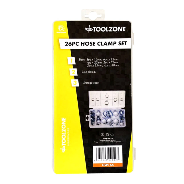 Hose Clamp Assortment 26pc In Storage Box - Toolzone KDPHW165