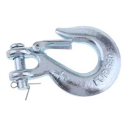 Winch Clevis Hook 1/4 6mm Synthetic Rope 6000LB 2700KG Safety Latch Silver