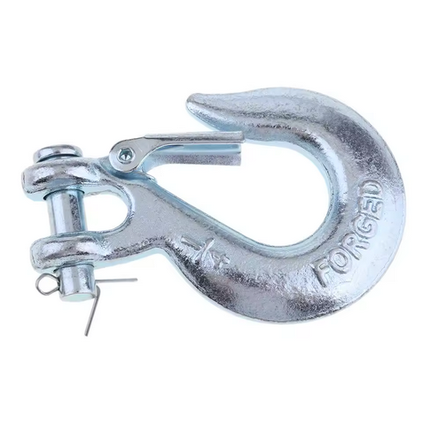 Winch Clevis Hook 1/4 6mm Synthetic Rope 6000LB 2700KG Safety Latch Silver