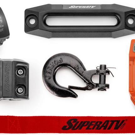 12V Winch 2 Ton 2,000KG, Atv/utv, Synthetic Rope, 4 Bolt, Superatv WN-4500
