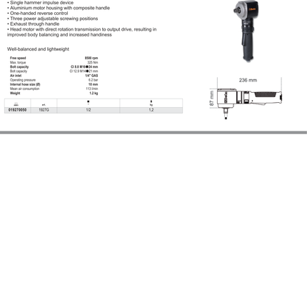 Compact Reversible Impact Wrench 1/2 Lightweight - Beta Tools 1927G
