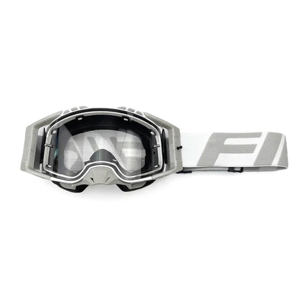 FIR Nano Motocross Enduro Arctic White Goggles, Anti-fog Tac Lens, Bag & Lens Wipe Included