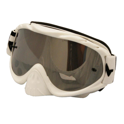 Rnr Hybrid White Mirrored Lens, White Goggle, GH22M, Mirrored Lens