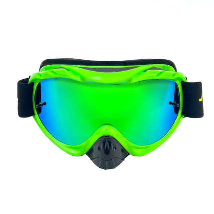 Rnr Hybrid Lime Green Mirrored Lens, Lime Green Goggle, GH471M, Mirrored Lens