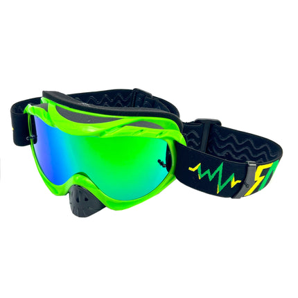 Rnr Hybrid Lime Green Mirrored Lens, Lime Green Goggle, GH471M, Mirrored Lens