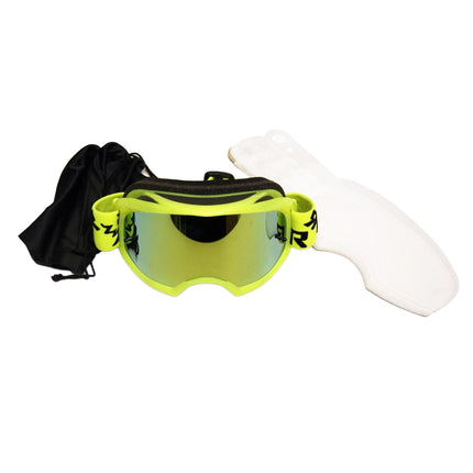 Rnr Colossus Neon Yellow Mirrored Lens, Neon Yellow Goggle, GX68M, Mirrored Lens