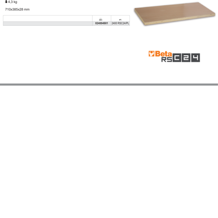 Wood Worktop for Roller Cab RSC24 - Beta Tools 2400 RSC24/PL