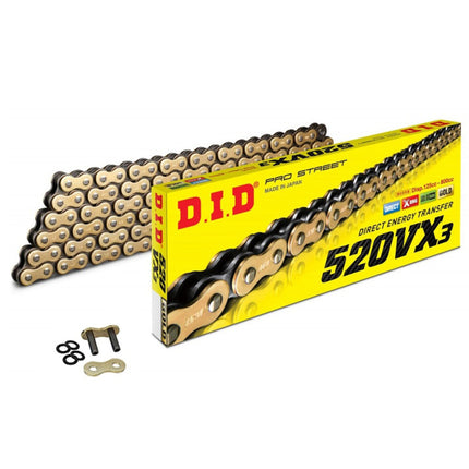 DID 520VX3 Gb 122L X-ring (dj), Chain Gold & Black Links, DID520VXGB122