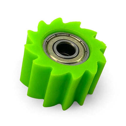 Chain Roller Green IDxODxW 8x38x23, 38mm OD 8mm ID / Sprocketed
