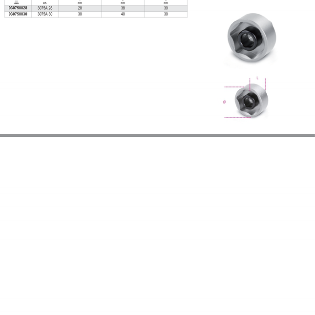 Hexagon Socket for Wheel Hub Nuts 28mm - Beta Tools 3075A 28