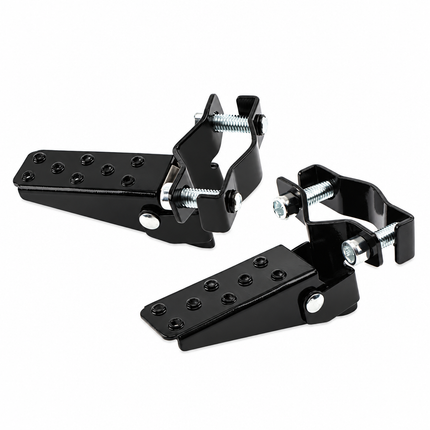 Foldable Footpeg Pair Universal Motorcycle ATV Bicycle Adjustable Clamp Steel Black