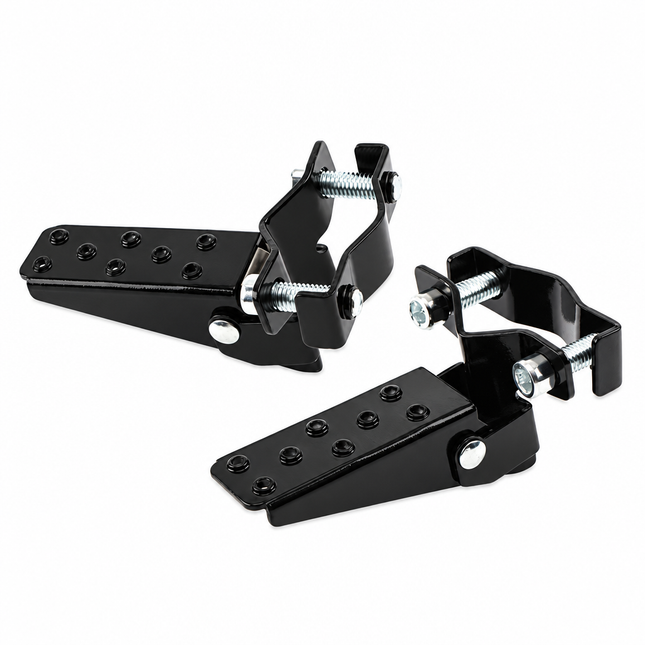 Foldable Footpeg Pair Universal Motorcycle ATV Bicycle Adjustable Clamp Steel Black