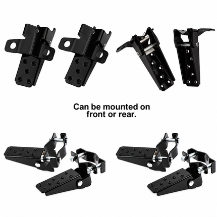 Foldable Footpeg Pair Universal Motorcycle ATV Bicycle Adjustable Clamp Steel Black