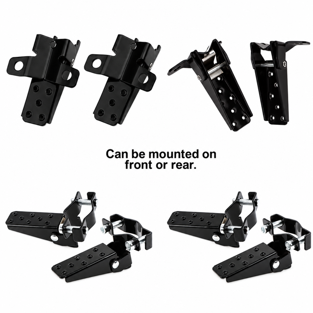 Foldable Footpeg Pair Universal Motorcycle ATV Bicycle Adjustable Clamp Steel Black