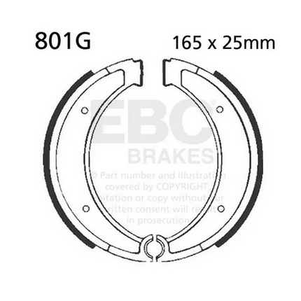 Brake Shoes 25mm Wide Ebc Grooved Shoe