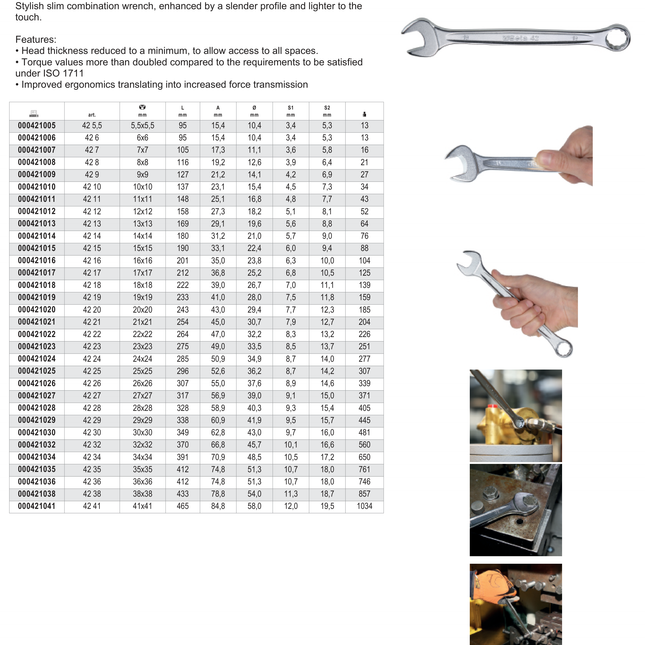 Combination Spanner Wrench Open Offset Ring Ends Chrome-Plated 32mm - Beta Tools 42 32