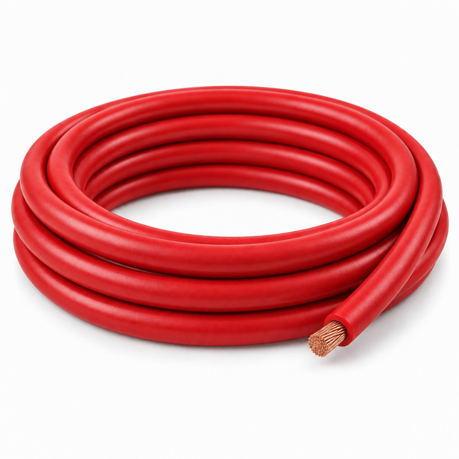 Battery Cable 10mm Red 1 Meter Roll, 25mm2 / 170AMPS, AC18/RD