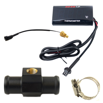 LED Digital Water Temperature Gauge 18mm Hose Connector Universal