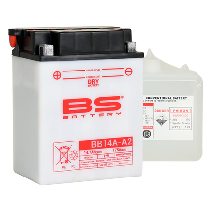 Battery YB14A-A2 12V 14Ah. Bs, Bs With Acid Pack BB14A-A2, 310571, BS-BB14A-A2