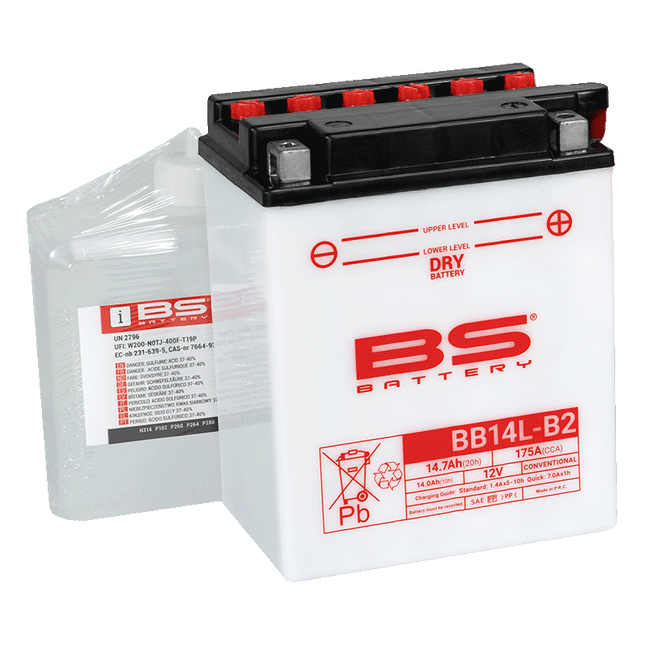 Battery YB14L-B2 12V 14Ah. Bs, Bs With Acid Pack BB14L-B2, 310570, BS-BB14L-B2