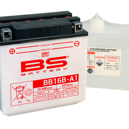 Battery YB16B-A1 12V 16Ah. Bs, Bs With Acid Pack BB16B-A1, 310581, BS-BB16B-A1