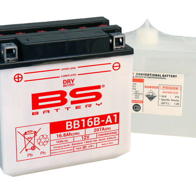 Battery YB16B-A1 12V 16Ah. Bs, Bs With Acid Pack BB16B-A1, 310581, BS-BB16B-A1