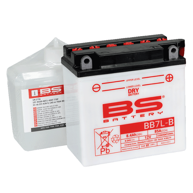 Battery YB7L-B 12V 8Ah Bs, Bs With Acid Pack BB7L-B, 310594, BS-BB7L-B
