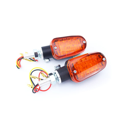 Indicators Aluminum Black SET/2, Amber Lens, LED Universal E Marked, 3 Wire, 26-7701BK