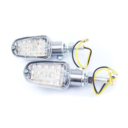 Indicators Aluminum Polished SET/2, Clear Lens, LED Universal E Marked, 2 Wire, 26-7704
