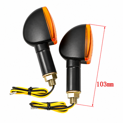 Turn Signal Indicators Left Right Pair Universal Amber 103mm M10 12V Bulb