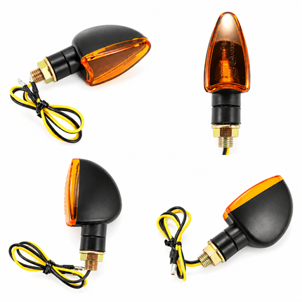 Turn Signal Indicators Left Right Pair Universal Amber 103mm M10 12V Bulb