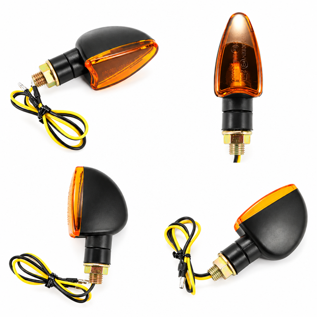 Turn Signal Indicators Left Right Pair Universal Amber 103mm M10 12V Bulb