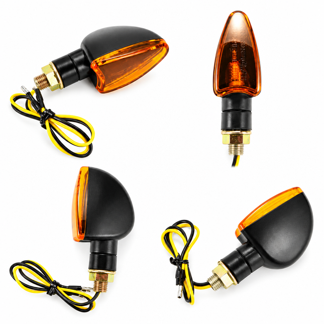Turn Signal Indicators Pair Universal Amber 84mm M10 Fixing Bulb Type