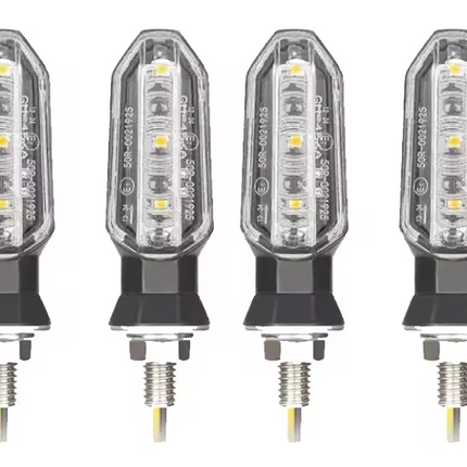 LED Turn Signal Lights 4PCS Front Rear Clear Amber M8 12V 3 Smd Per Light Black ABS