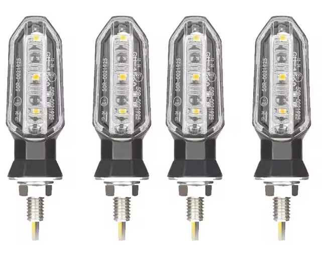 LED Turn Signal Lights 4PCS Front Rear Clear Amber M8 12V 3 Smd Per Light Black ABS
