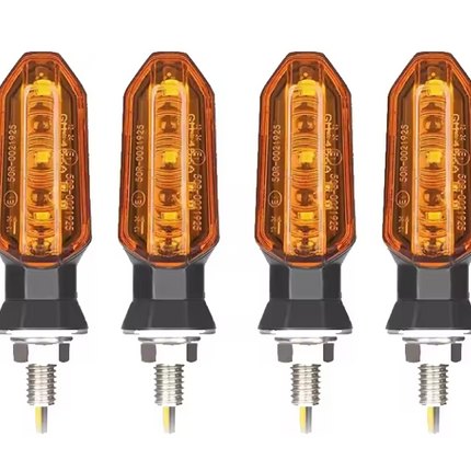 LED Turn Signal Indicators 4PCS Front Rear Amber M8 12V 3 Smd Per Light Black ABS