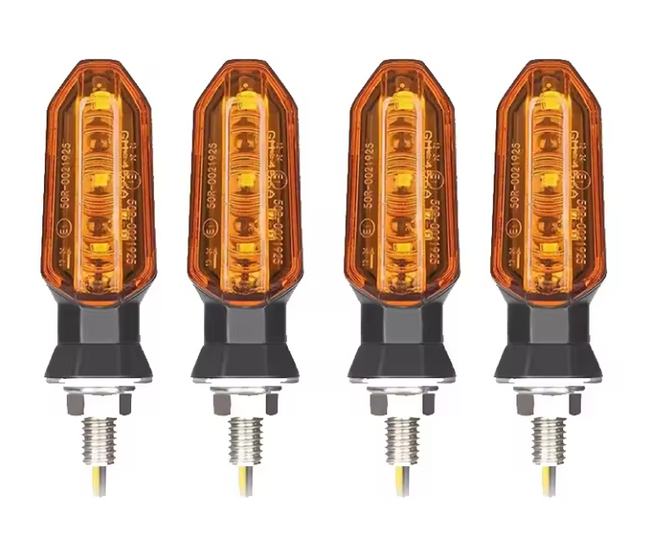 LED Turn Signal Indicators 4PCS Front Rear Amber M8 12V 3 Smd Per Light Black ABS