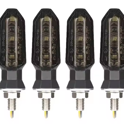 LED Turn Signal Light Set 4PCS Front Rear Smoked Amber M8 12V 3 Smd Black