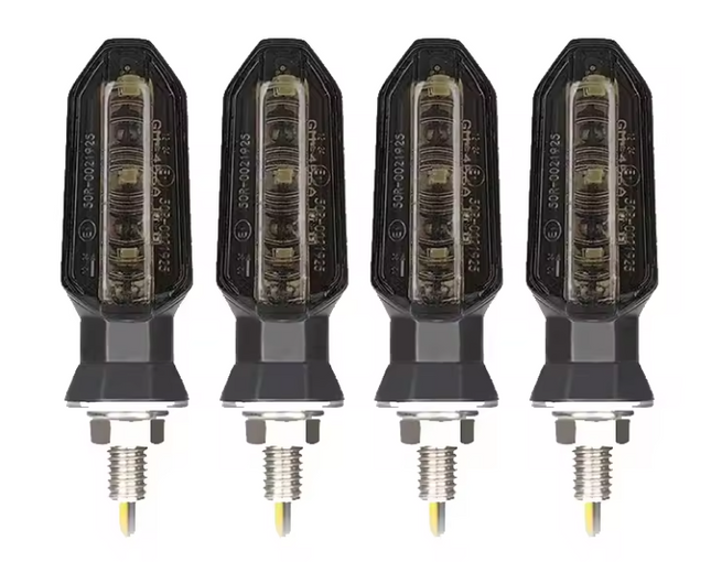 LED Turn Signal Light Set 4PCS Front Rear Smoked Amber M8 12V 3 Smd Black