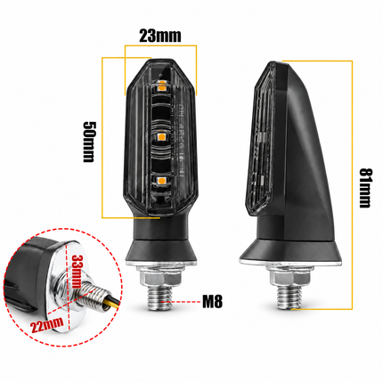 LED Turn Signal Light Set 4PCS Front Rear Smoked Amber M8 12V 3 Smd Black