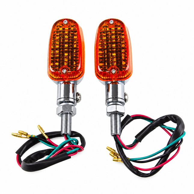 Indicators Pair Rectangular Smoke Lens Chrome-effect Case Bulb 12V 23W