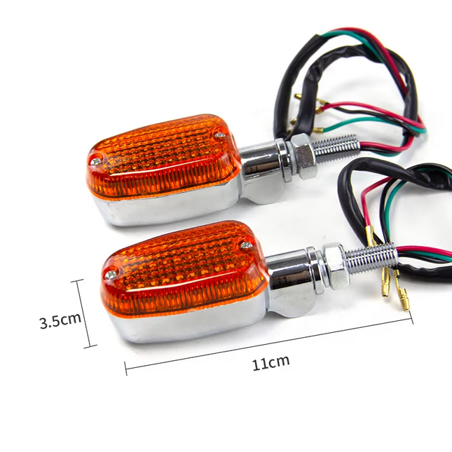 Indicators Pair Rectangular Smoke Lens Chrome-effect Case Bulb 12V 23W