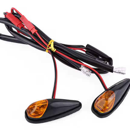 LED Indicators Pair Orange Lens Black-look Housing Flush Fit 60mm X 25mm 12 V 2 Wire 44-5954.BK.OR