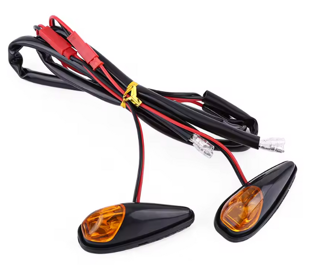 LED Indicators Pair Orange Lens Black-look Housing Flush Fit 60mm X 25mm 12 V 2 Wire 44-5954.BK.OR