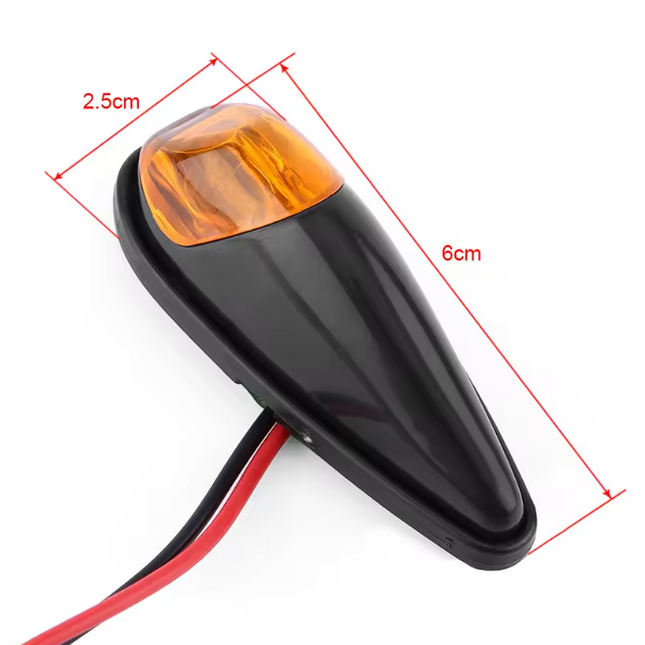 LED Indicators Pair Orange Lens Black-look Housing Flush Fit 60mm X 25mm 12 V 2 Wire 44-5954.BK.OR